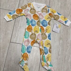 NWT Burt's Bees Organic Baby One-Piece Sleep & Play Easter Friends Size 6-9 mos